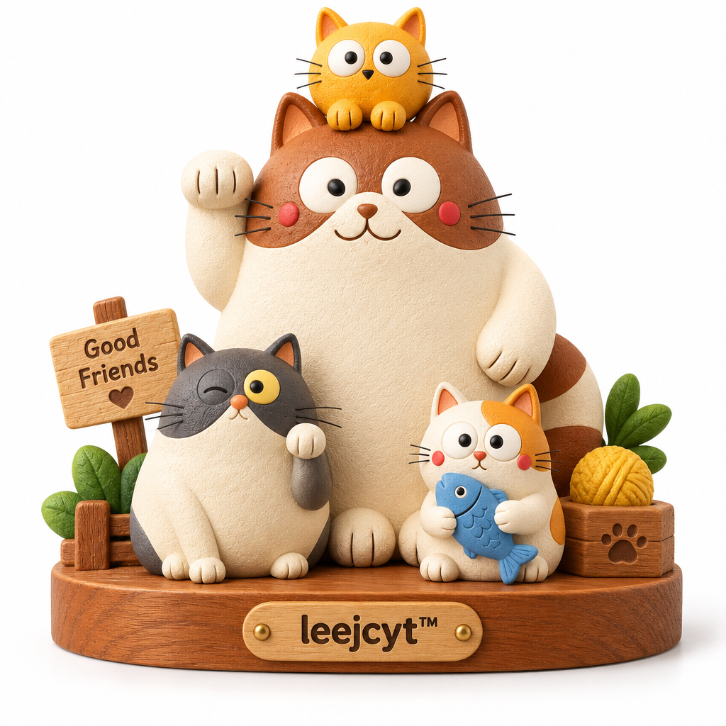 Cute Cat Family Figurine Decor