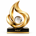 Golden Flame Crystal Sculpture Decor