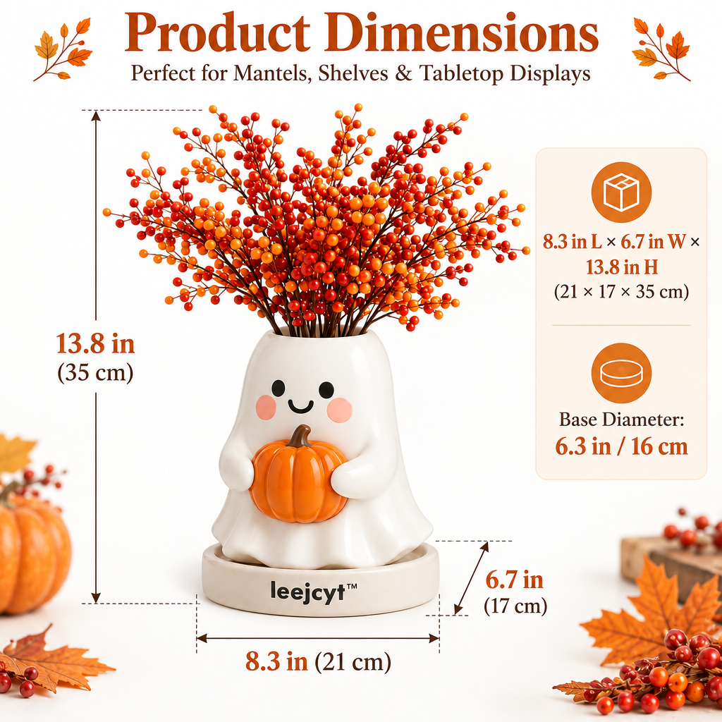 Halloween Ghost Pumpkin Vase Decor