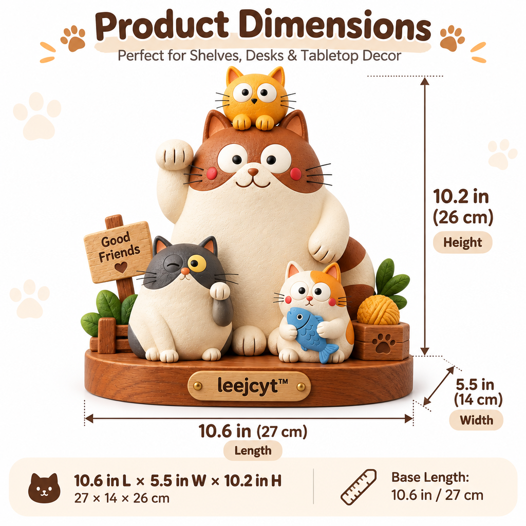 Cute Cat Family Figurine Decor