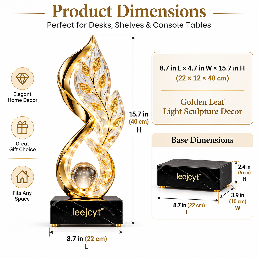 Golden Leaf Light Sculpture Decor