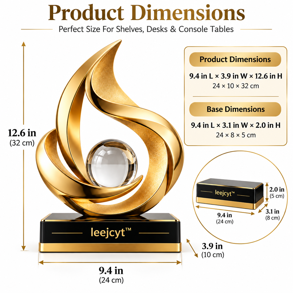 Golden Flame Crystal Sculpture Decor