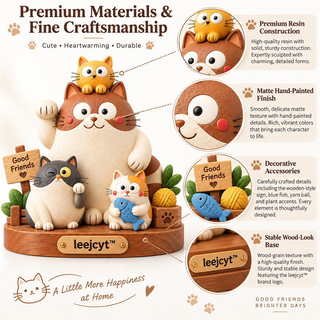 Cute Cat Family Figurine Decor