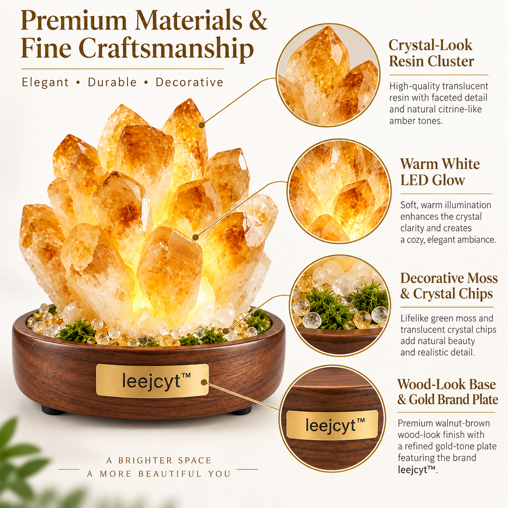 Light-Up Citrine Crystal Cluster Decor