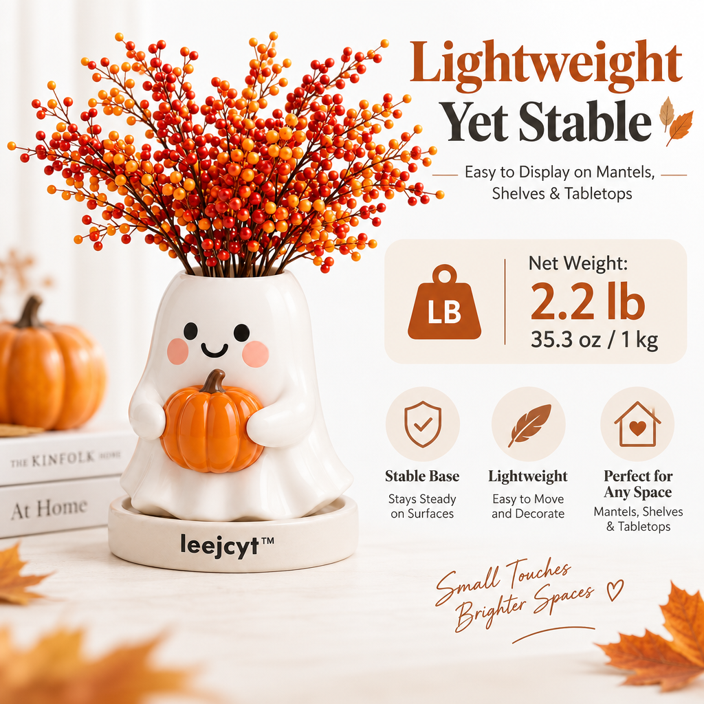 Halloween Ghost Pumpkin Vase Decor