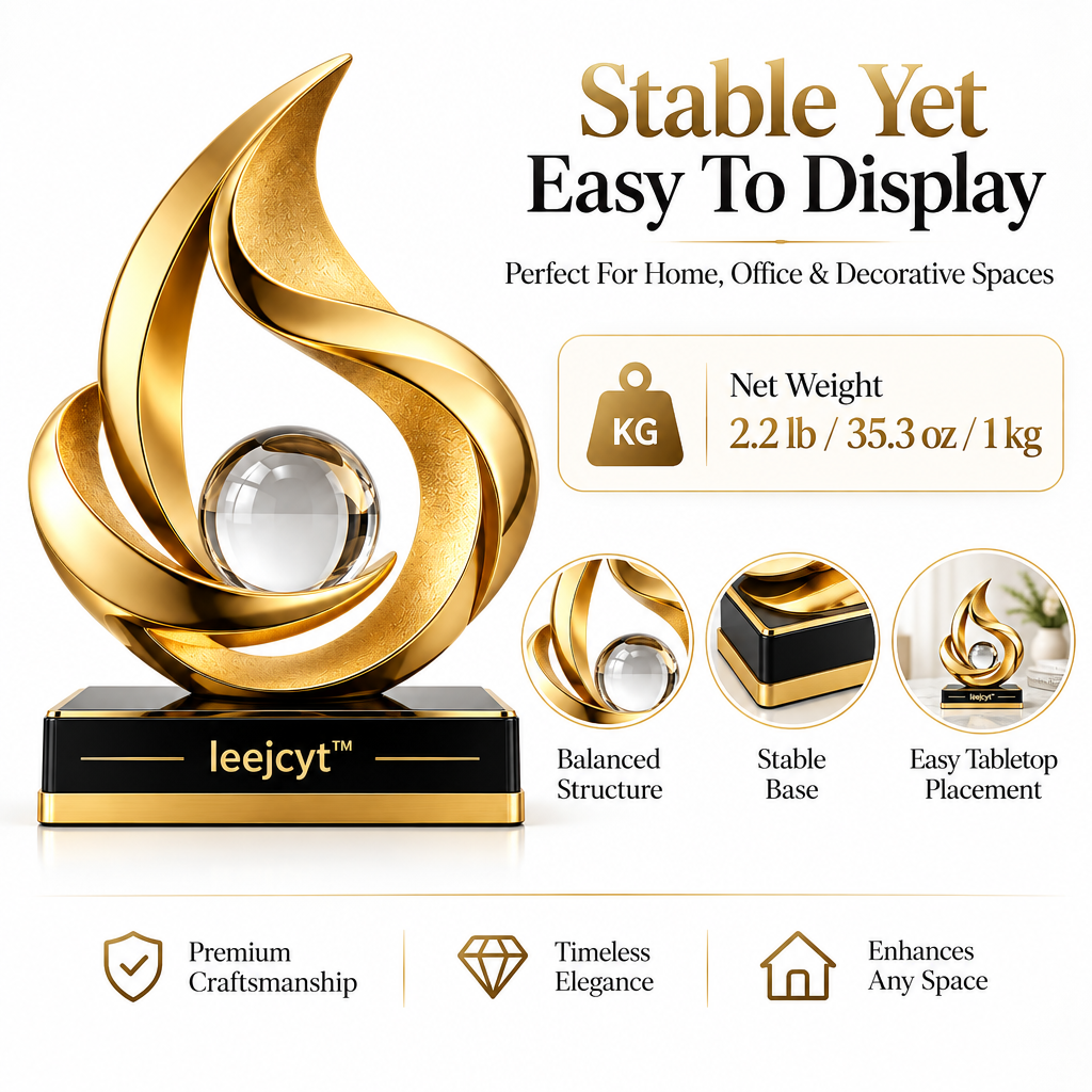 Golden Flame Crystal Sculpture Decor