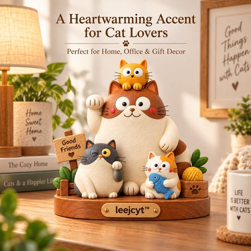 Cute Cat Family Figurine Decor