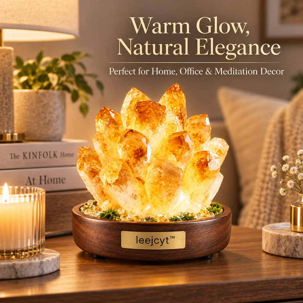Light-Up Citrine Crystal Cluster Decor