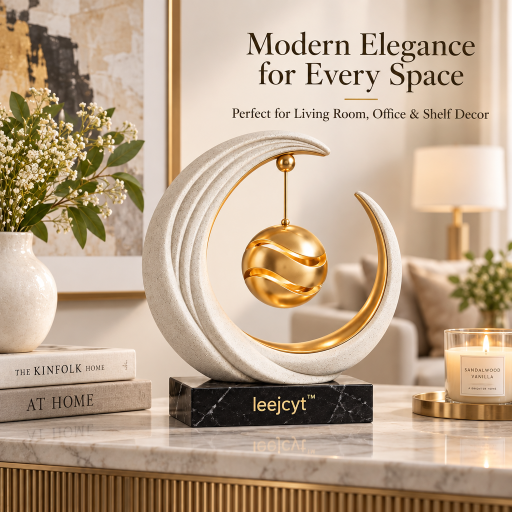 Modern Crescent Moon Sculpture Decor